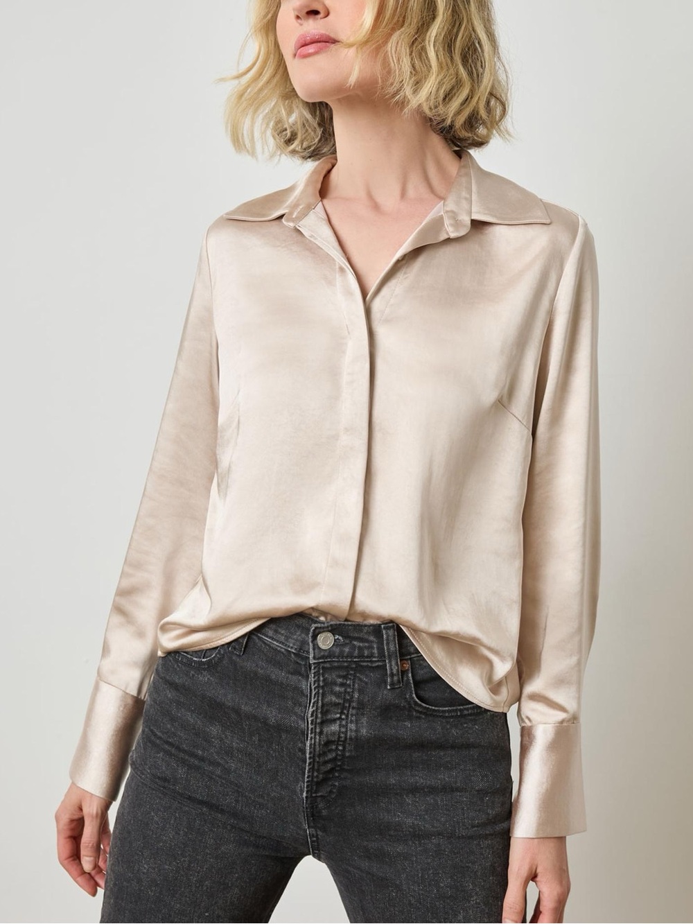 Lilla P Satin Button Down - Picture 2 of 10